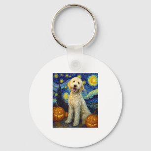 Goldendoodle Cute Hund Halloween Jack o lantern Pu Nyckelring