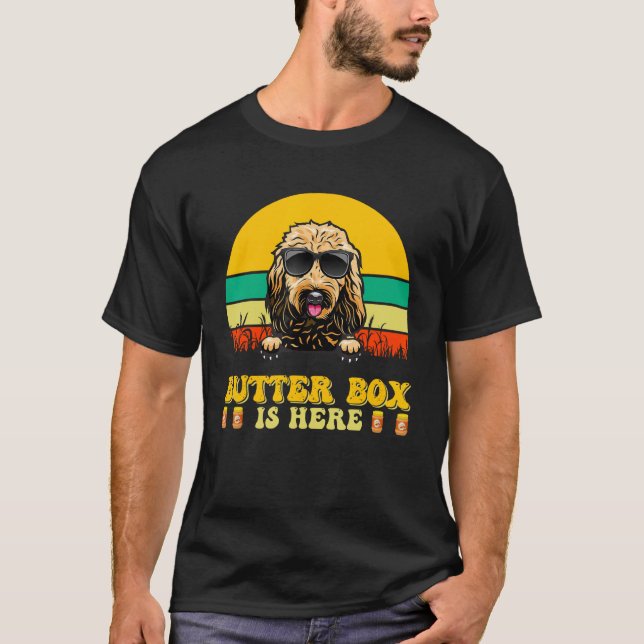 Goldendoodle Dog Butter Box Is Here Father s Day T Shirt (Framsida)