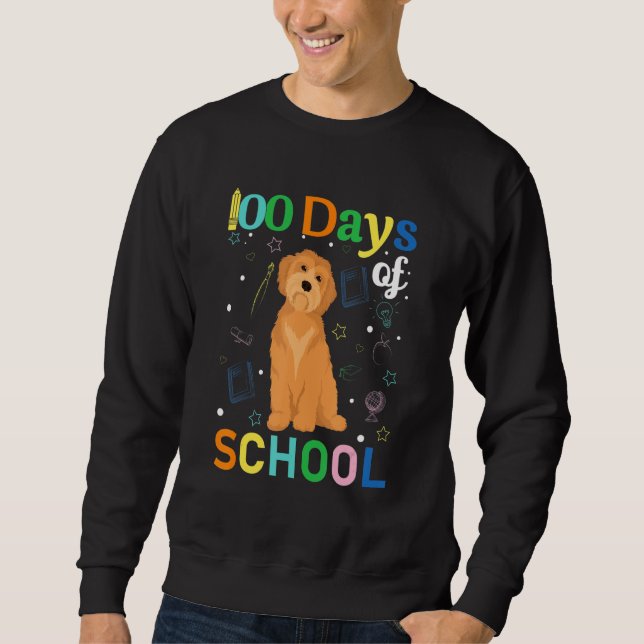 Goldendoodle Dog Lovers Teacher Student 100th Day  Lång Ärmad Tröja (Framsida)