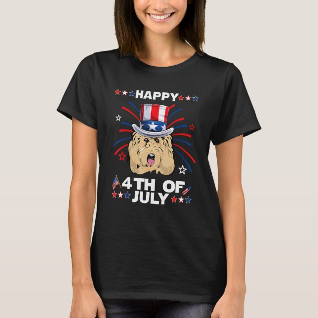 Goldendoodle Dog Patriotic American 4th Of July Do T Shirt (Framsida)