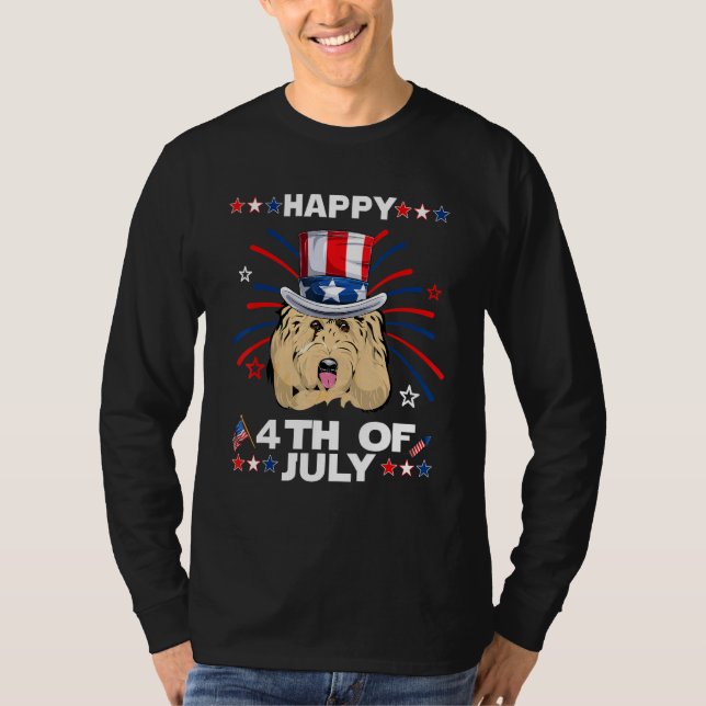 Goldendoodle Dog Patriotic American 4th Of July Do T Shirt (Framsida)