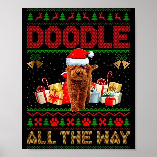 Goldendoodle Dog Ugly Christmas Sweaters Pet Dog L Poster (Framsidan)