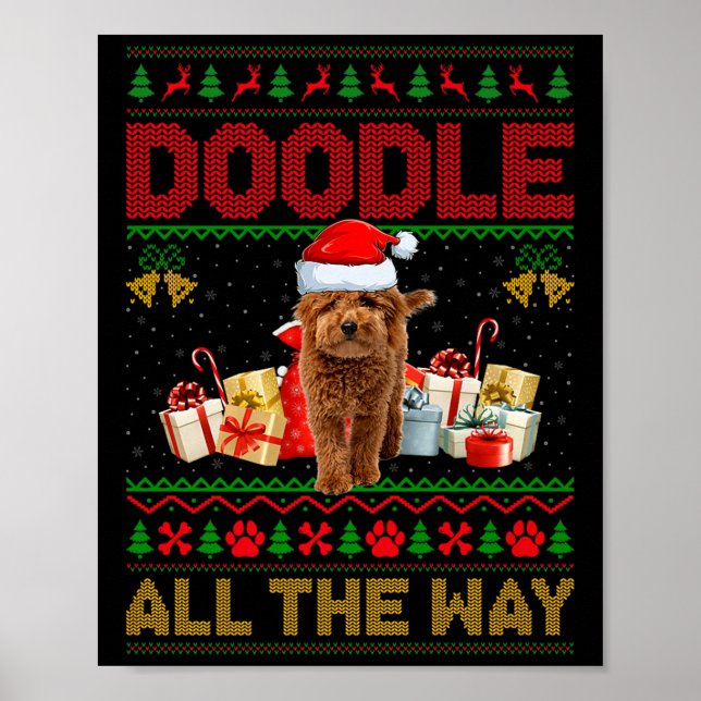Goldendoodle Dog Ugly Christmas Sweaters Pet Dog L Poster (Framsidan)