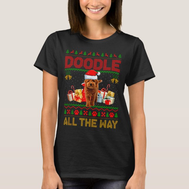 Goldendoodle Dog Ugly Christmas Sweaters Pet Dog L T Shirt (Framsida)