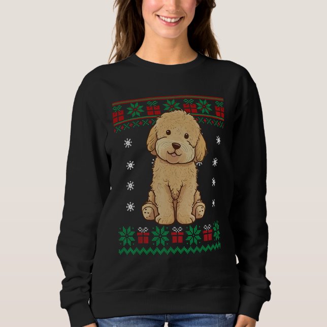 Goldendoodle Dog Ugly Sweater Christmas Puppy Dog  T Shirt (Framsida)
