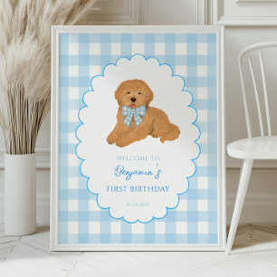 Goldendoodle Ett Gyllene Födelsedagsfirande Välkom Poster