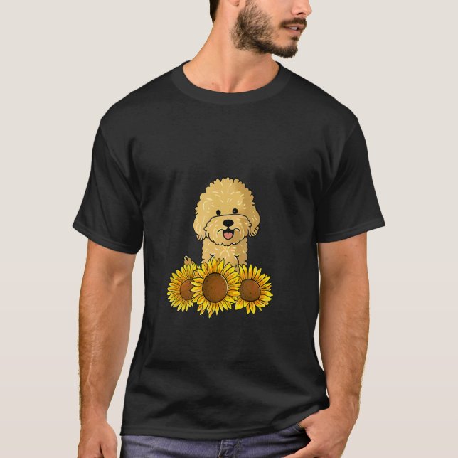 Goldendoodle Flower Dog Sunflower Graphic for Wome T Shirt (Framsida)