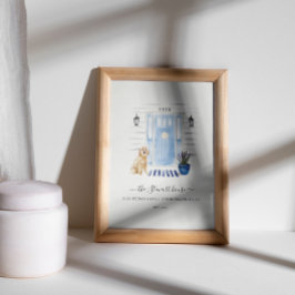 Goldendoodle för vattenfärgsfronten för kustbeachy poster