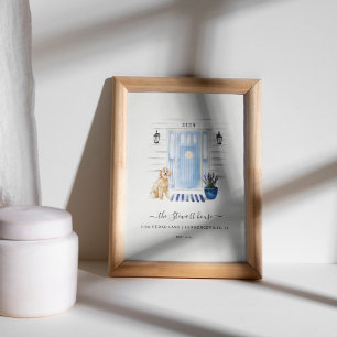 Goldendoodle för vattenfärgsfronten för kustbeachy poster