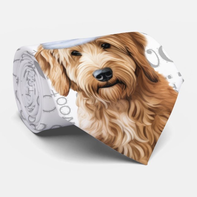 Goldendoodle Funny Woof jul Hund älskare Slips (Rullad)