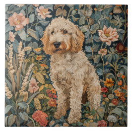 Goldendoodle Garden Tapestry Födelsedagsfest Kakelplatta
