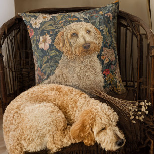 Goldendoodle Garden Tapestry Födelsedagsfest Kudde