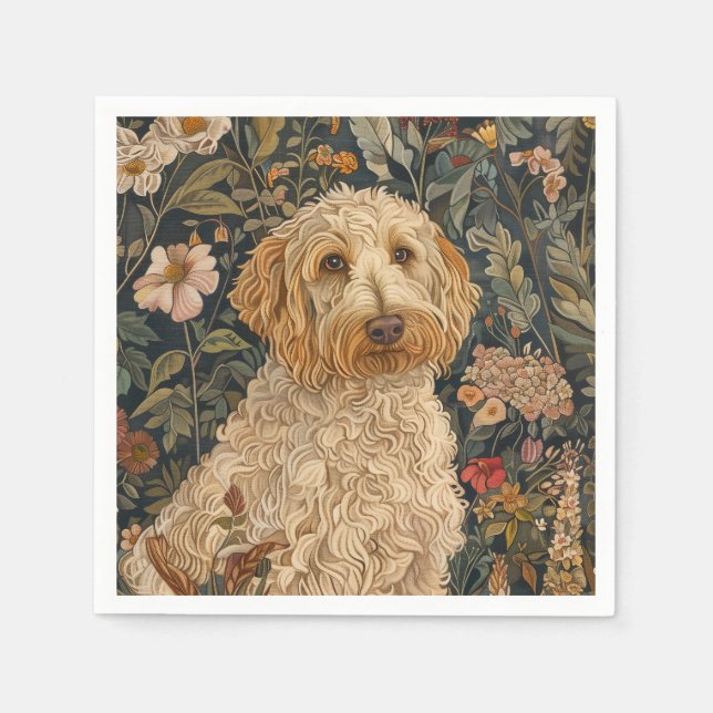 Goldendoodle Garden Tapestry Födelsedagsfest Pappersservett (Framsidan)