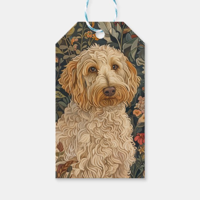 Goldendoodle Garden Tapestry Födelsedagsfest Presentetikett (Framsidan)
