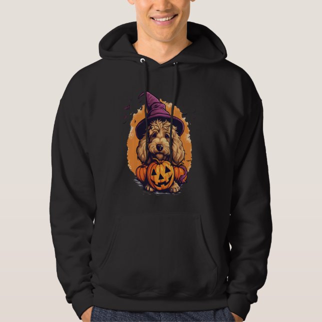 Goldendoodle Halloween Cute och Spooky Doodle Hund Hoodie (Framsida)
