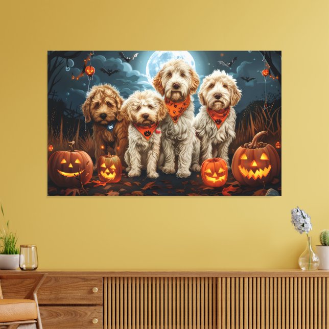 Goldendoodle Halloween Spooky Canvastryck (Insitu (Vardagsrum))