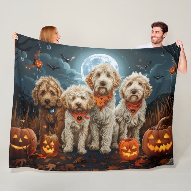 Goldendoodle Halloween Spooky Fleecefilt (På plats)