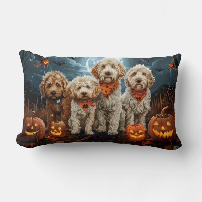 Goldendoodle Halloween Spooky Lumbarkudde (Framsida)