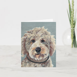 Goldendoodle Hand-Painting på Canvas Anteckningskort