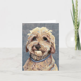 Goldendoodle Hand-Painting på Canvas Anteckningskort