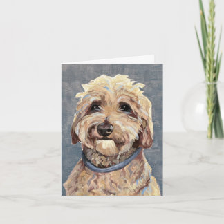 Goldendoodle Hand-Painting på Canvas Anteckningskort
