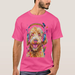 Goldendoodle-hörlurar Golden Doodle Hund Art Prin T Shirt