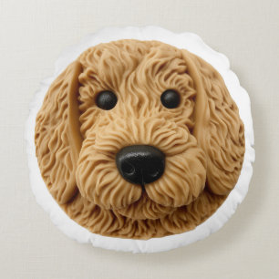 Goldendoodle Hund 3D Inspirerad Rund Kudde
