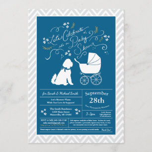 Goldendoodle Hund Baby Shower Blue Boy Inbjudningar