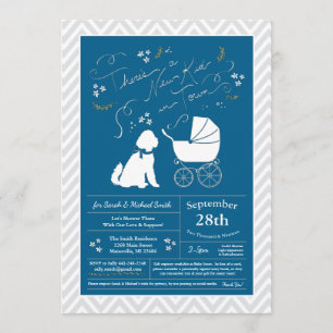 Goldendoodle Hund Baby Shower Blue Boy Inbjudningar