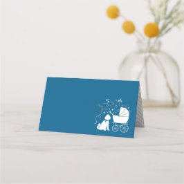 Goldendoodle Hund Baby Shower Boy Blue Placeringskort