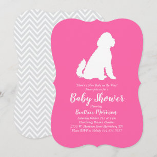 Goldendoodle Hund Baby Shower Rosa Girl Inbjudningar