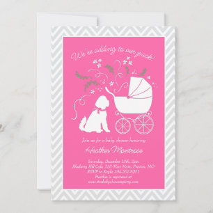 Goldendoodle Hund Baby Shower Rosa Girl Inbjudningar