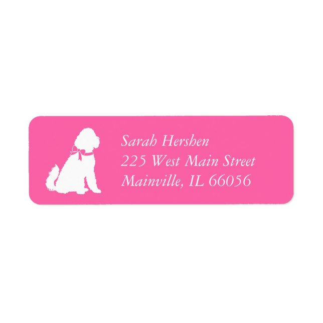 Goldendoodle Hund Baby Shower Rosa Girl Returadress Etikett (Framsidan)
