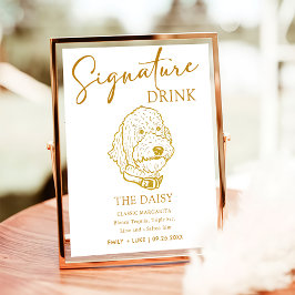 Goldendoodle Hund Bröllop Namnteckning Drink-tecke Poster