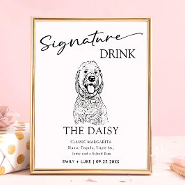 Goldendoodle Hund Bröllop Namnteckning Drink-tecke Poster