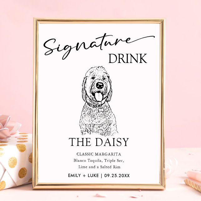 Goldendoodle Hund Bröllop Namnteckning Drink-tecke Poster (Skapare uppladdad)
