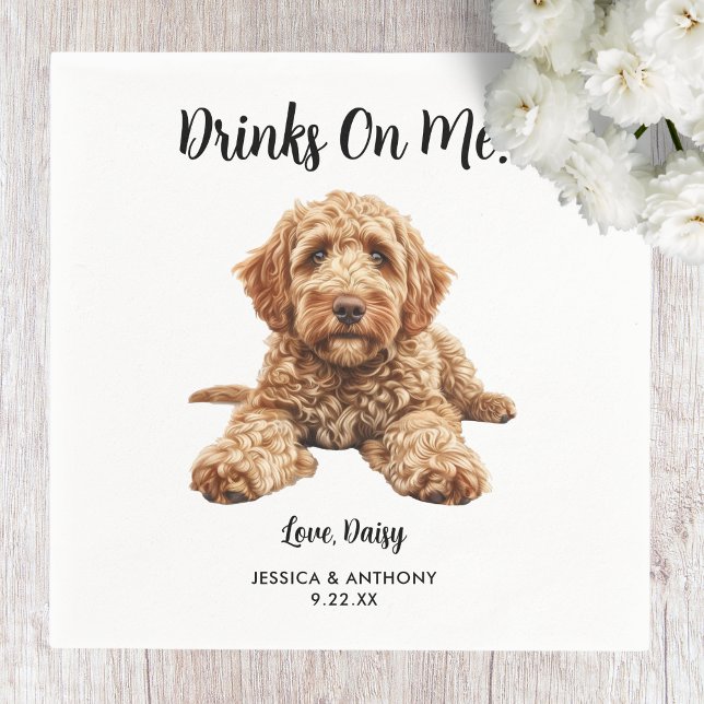 Goldendoodle Hund Bröllop Napkins Pappersservett (Skapare uppladdad)