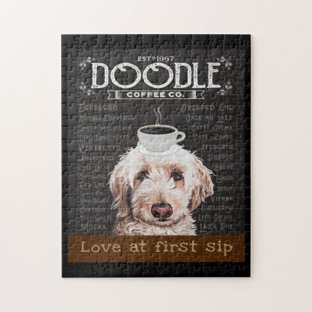 Goldendoodle Hund Coffee Company 2 Pussel (Vertikal)