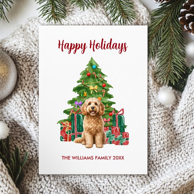 Goldendoodle Hund Family jul Julkort (Skapare uppladdad)
