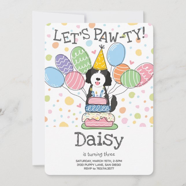 Goldendoodle Hund Födelsedagsfest inbjudan (Framsida)