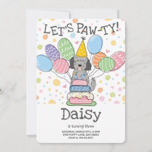 Goldendoodle Hund Födelsedagsfest inbjudan