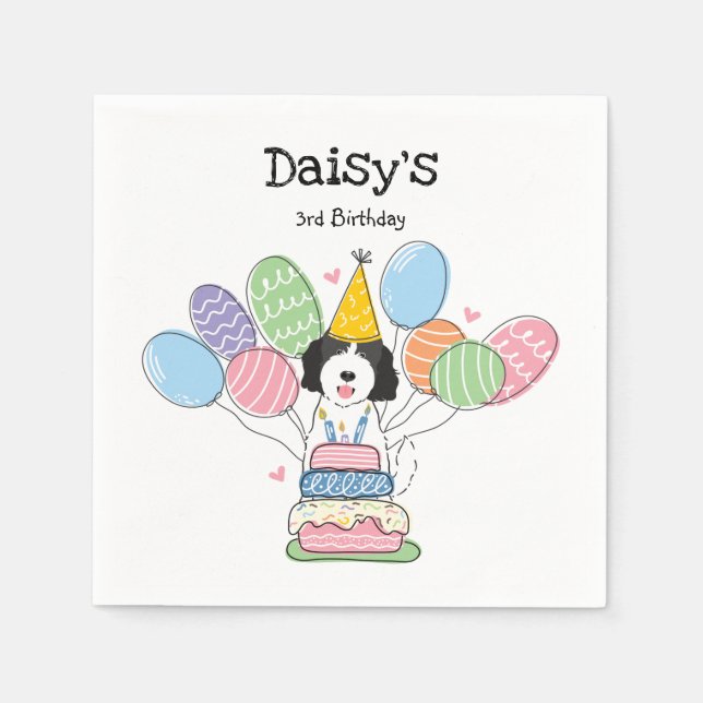 Goldendoodle Hund Födelsedagsfest Pappra blöjor Pappersservett (Framsidan)