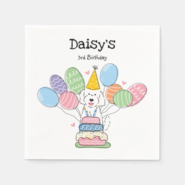 Goldendoodle Hund Födelsedagsfest Pappra blöjor Pappersservett (Framsidan)
