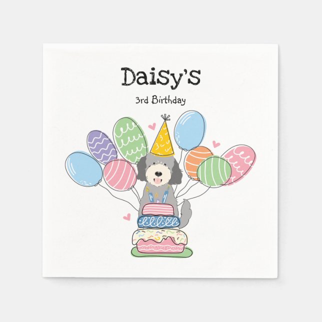 Goldendoodle Hund Födelsedagsfest Pappra blöjor Pappersservett (Framsidan)