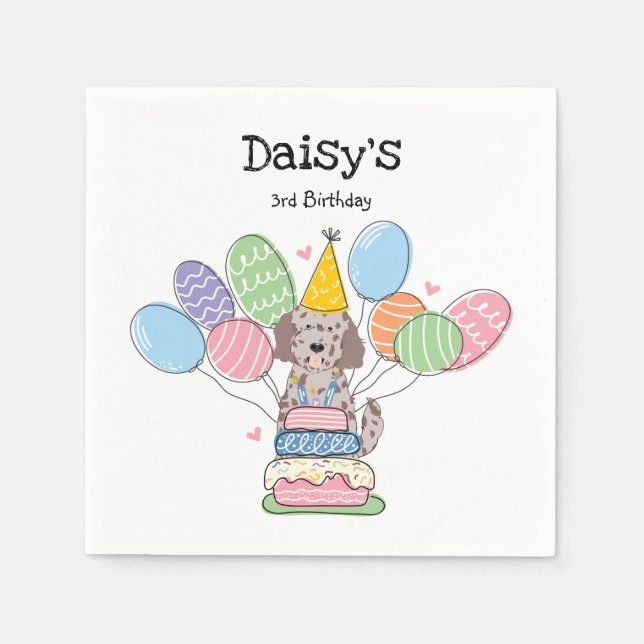Goldendoodle Hund Födelsedagsfest Pappra blöjor Pappersservett (Framsidan)