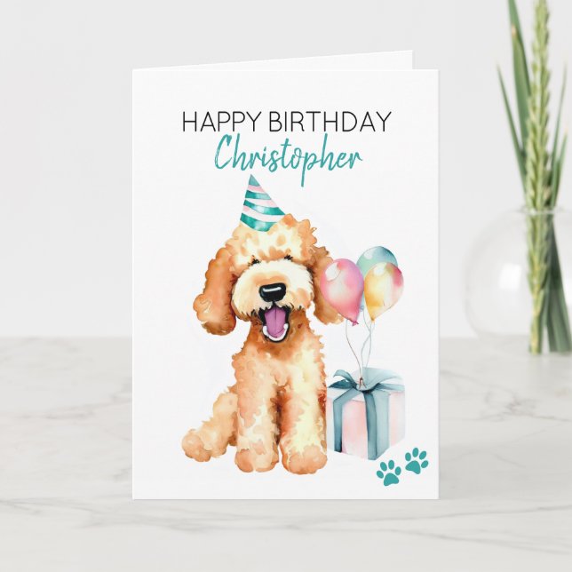 Goldendoodle Hund Grattis på födelsedagen Kort (Framsida)