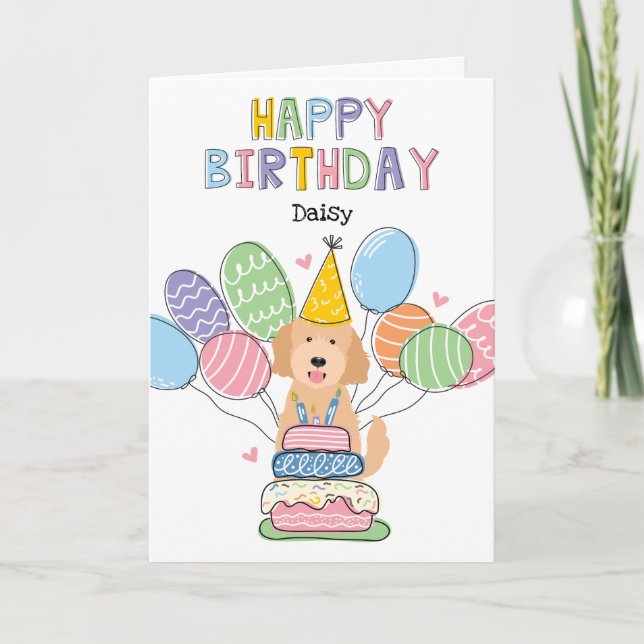 Goldendoodle Hund Grattis på födelsedagen-kort Kort (Framsida)
