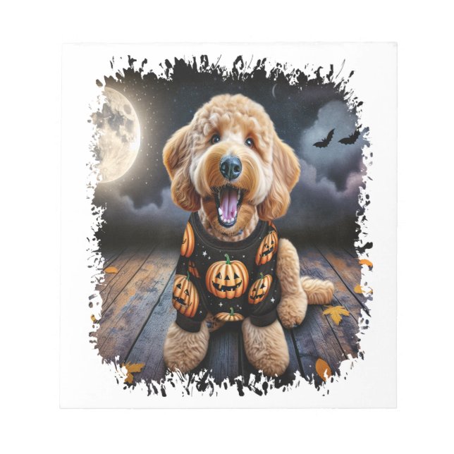 Goldendoodle Hund Halloween Anteckningsblock (Framsida)