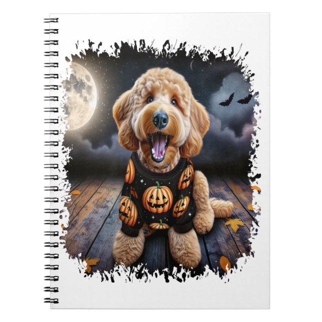 Goldendoodle Hund Halloween Anteckningsbok (Framsidan)