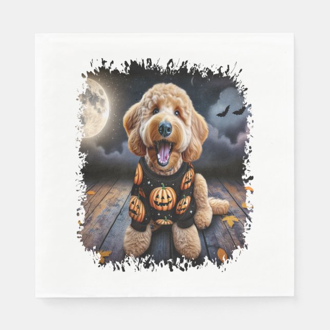Goldendoodle Hund Halloween Pappersservett (Framsidan)